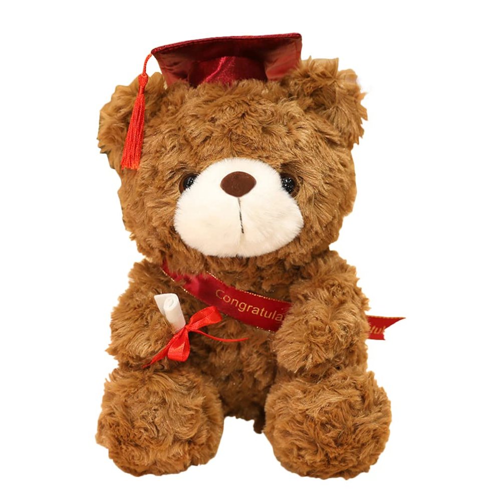 Alipis Graduation Bear Plush Toy Cap and Sash Cute Stuffed Animal for Graduation Season for Deep Bear