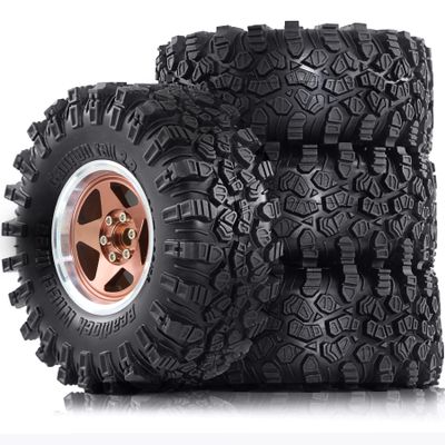 2.2 RC Crawler Tires and Aluminum Beadlock Wheels Rims All Terrain Mud Terrain Tires for 1/10 1/8 RC Crawler car Traxxas TRX4 Axial Gen8 SCX10 II RC4WD D90 TF2 Tamiya CC01 R233 (Bronze)