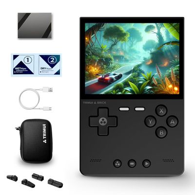 Trimui Brick Retro Handheld Gaming Console - 3.2-Inch HD IPS Screen, Portable Open-Source Design, Allwinner A133P Chip, Supports Up to 1TB Expansion - Classic Nostalgic Game Console (Black-64GB)