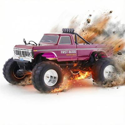 FMS 1/10 RC Truck Ford F100  2WD Monster Truck with Licensed Body, 550 Brushed Motor, Oil Shocks, Independent Suspension  All-Terrain RC Crawler, High Speed Off-Road RC Car for Gift(Red First Blood)