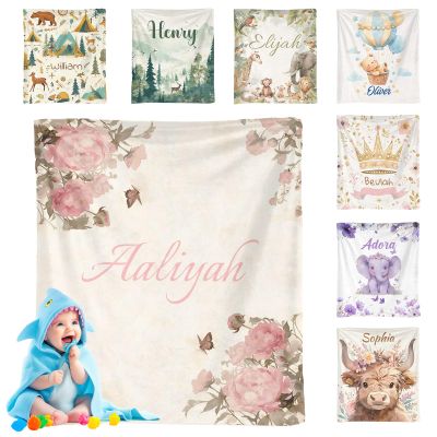 Morlavid Personalized Baby Blankets Custom Baby Name Monogram Blanket Customized Registry Gifts for Girls Boys Newborn Kids,Pattern 1