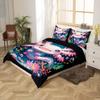 jejeloiu Axolotl Bedding Set Toddler Size Cute Comforter Cover Set for Boys Girls Teens Kawaii Ocean Sealife Duvet Cover Black and Pink,No Comforter view 2