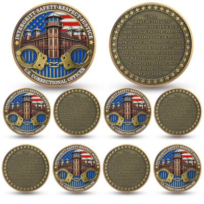 10PCS Colorful Thin Silver Line Challenge Coin - Correctional Officer Prison Police Thin Gray Line Medallions - Thank You Law Enforcement Corrections Officer Gifts - Honor US Correctional Officers