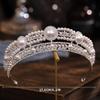 Tiara Crown for Women, Sparkling Crystal Rhinestone Bridal Wedding Princess Quinceanera Crown, Royal Queen Headpiece Elegant Hair Accessories & Ceremony Photo Props, Halloween Cosplay (Silver Leaves Pearl) view 3