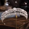Tiara Crown for Women, Sparkling Crystal Rhinestone Bridal Wedding Princess Quinceanera Crown, Royal Queen Headpiece Elegant Hair Accessories & Ceremony Photo Props, Halloween Cosplay (Silver Leaves Pearl) view 4
