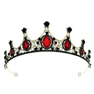 Tiara Crown for Women, Sparkling Crystal Rhinestone Bridal Wedding Princess Quinceanera Crown, Royal Queen Headpiece Elegant Hair Accessories & Ceremony Photo Props, Halloween Cosplay (Black Red Tower)