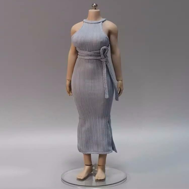 1/6 Scale Female Clothes Wrap Hip Evening Gown Long Dress for 12-inches Action Figure Body Doll, Elegant & Gentle Female Tight-Fitting Skintight Dress Clothing Costume (Light Blue)