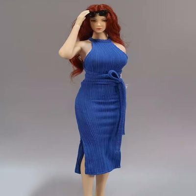 1/6 Scale Female Clothes Wrap Hip Evening Gown Long Dress for 12-inches Action Figure Body Doll, Elegant & Gentle Female Tight-Fitting Skintight Dress Clothing Costume (deep Blue)