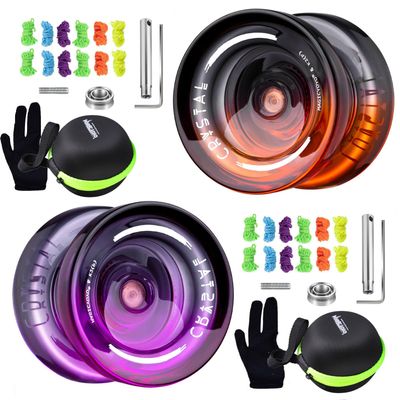Pack of 2 MAGICYOYO K2 Crystal Yoyo Professional Responsive YoyoUnresponsive Yoyos Orange +Purple