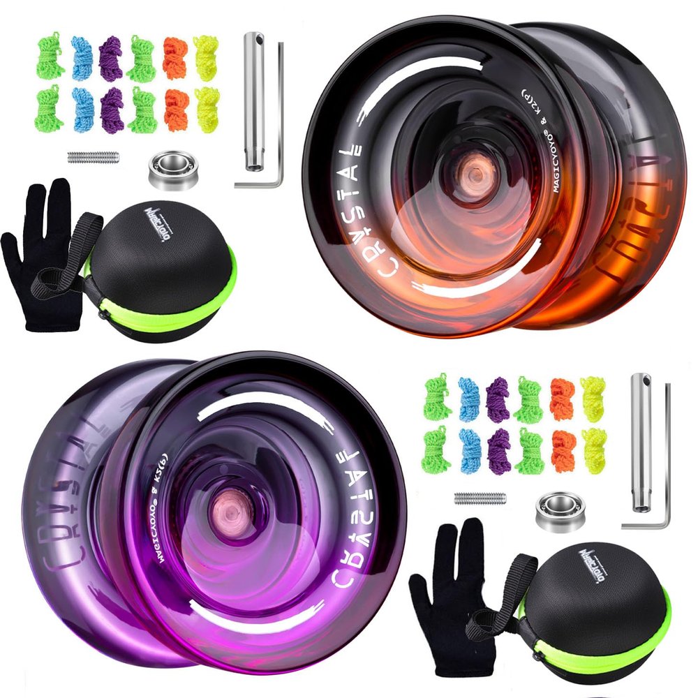 Pack of 2 MAGICYOYO K2 Crystal Yoyo Professional Responsive YoyoUnresponsive Yoyos Orange +Purple