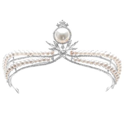 Tiara Crown for Women, Sparkling Crystal Rhinestone Bridal Wedding Princess Quinceanera Crown, Royal Queen Headpiece Elegant Hair Accessories & Ceremony Photo Props, Halloween Cosplay (Silver Pearl Wing)