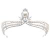 Tiara Crown for Women, Sparkling Crystal Rhinestone Bridal Wedding Princess Quinceanera Crown, Royal Queen Headpiece Elegant Hair Accessories & Ceremony Photo Props, Halloween Cosplay (Silver Pearl Wing) view 1