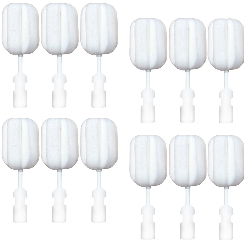 12 PCS Sponge Bottle Brushes Replacement Head Soft Sponge Brush Heads Environmental Protection Cup Cleaner Brush Refill Heads Without Handle (Brush Head 12PCS)