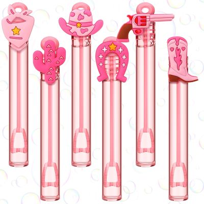 Shappy 60 Pcs Western Cowgirl Party Favors Disco Cowgirl Mini Bubble Wands Bulk Pink Bubbles for Birthday Gift Retro Rodeo Party Easter Goody Bag Stuffer