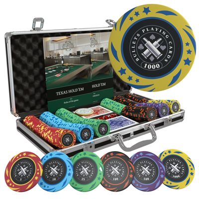 Bullets Playing Cards | Poker Set Janice | 300 Plastic Poker Chips (12g) with Aluminum Case, Plastic Playing Cards & Dice  Professional Casino-Grade Set for Texas Holdem Home Games