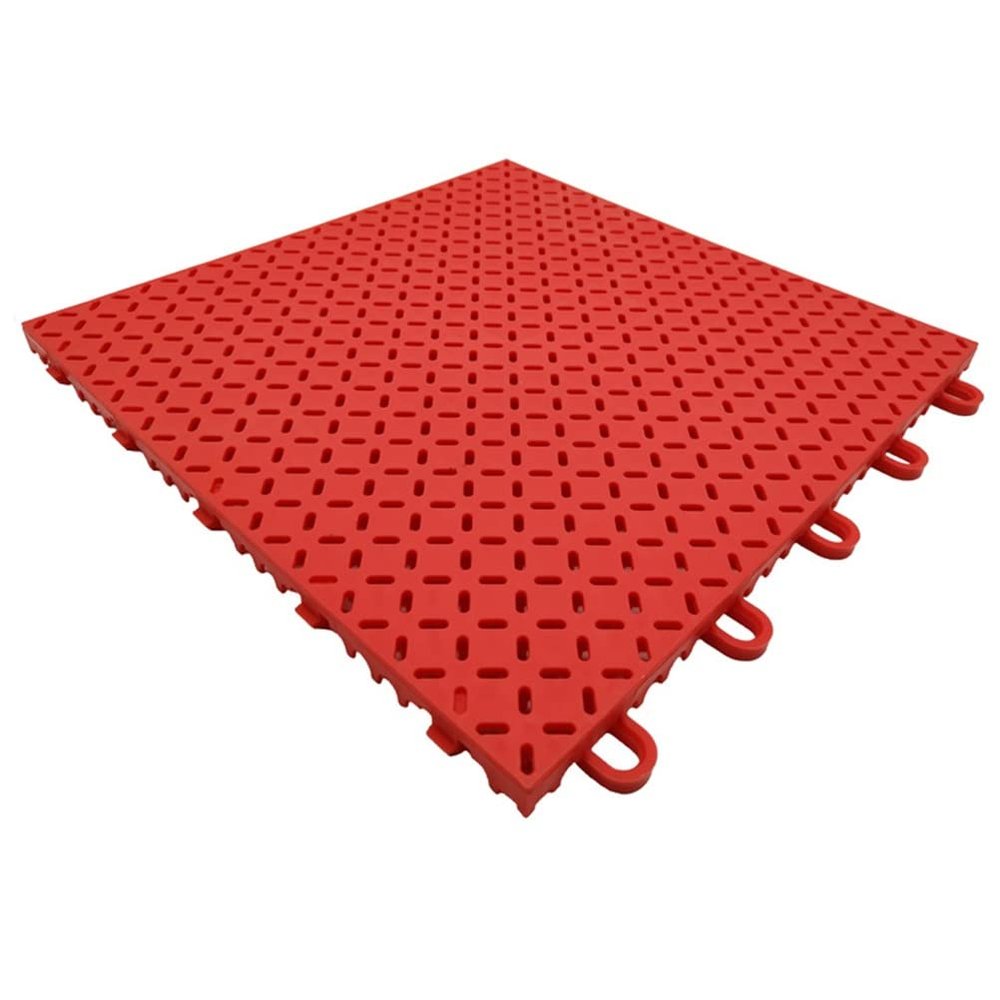 ZDJZMGZ Roller Skating Hall Modular Interlocking Floor Tiles, Indoor outdoo DIY Colorful Puzzle Plastic Floor Mat with Drain Holes,25x25CM,Red,16PCS