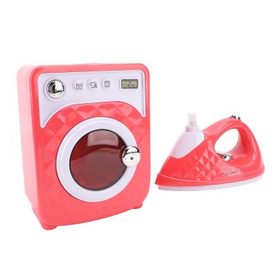 Diyeeni Toy Washing Machine Laundry Set, Pretend Laundry Play Set, with Iron Iron and Rotatable Washer, Realistic Appliance for Kids, Ages 3+ Years