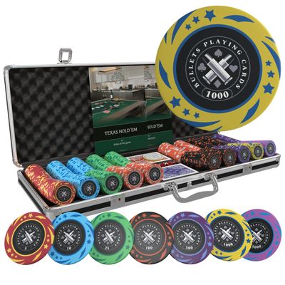 Bullets Playing Cards | Poker Set Janice | 500 Plastic Poker Chips (12 g) with Aluminum Case, Plastic Playing Cards & Dice  Professional Casino-Grade Set for Texas Holdem Poker Nights