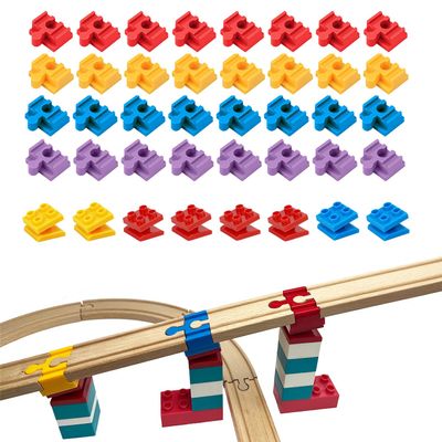 Bunu1492 Wooden Train Track Accessories, 40 pcs Wooden Track Connector, Compatible with All Major Brands Train Track, Christmas Birthday Gift for Boys Girls, Train Toys Expansion Pack for Kids Ages 3+