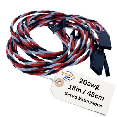 BackBay R/C Twisted 20awg Servo Extension Wire - 100 Strands for RC Vehicles, Drones, E-Bikes - 6 Lengths / 5 Cables per Pack (45CM / 18in / 1.5ft)