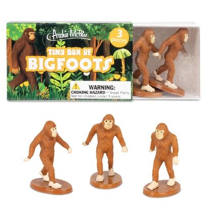 Archie McPhee Tiny Box of Bigfoots Novelty Mini-Figure Set (3 Piece)