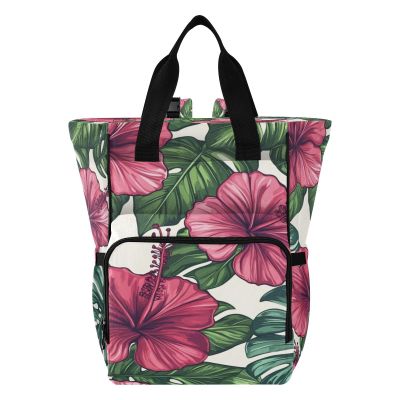 Kigai Hawaiian Flower Palm Diaper Bag Backpack for Baby Travel Waterproof MultiPocket Baby Bag with Insulated Bottle Holders & Stroller Straps for Mom & Dad