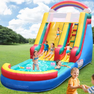 21.5FT Commercial Grade Inflatable Water Silde for Kids Adults, Heavy Duty PVC Adult Water Slides with Big Airtight Water Pool, Adult tWaterslide with 1100W Blower for Outdoor