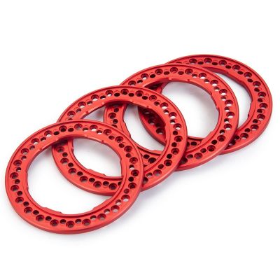MIXVZARF RC Upgrade Accessories for Axial for SCX10 II 90046 for TRX4 1/10 4Pcs Aluminum Alloy 1.9" Wheel Rims Outer Rings Decoration Accessories 52mm OD RC Rock Crawler Car Parts(Red)