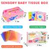 Aiduy Baby Tissue Box Toy - Baby Girl Toys Montessori Toys for Babies 6-12 Months - Soft Stuffed High Contrast Crinkle Infant Sensory Toy 6 7 8 9 10 11 12 Months Old Gifts Pink view 2
