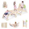 JOYTRY 5 in 1 Wooden Pikler Triangle Set, Foldable Indoor Toddler Climbing Toys, Montessori Climbing Set for Children with Arch, Ramp, Ladder, Jungle Gyms for Kids, Baby Sensory Toys view 1