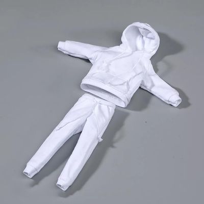 1/12 Scale Male Clothes Hoodie Sweatshirt Set for 6-inches Man Action Figure Body Doll, Fashion Street Boy Action Figure Hoodie Pants Trousers Clothing Costume Outfit (White)