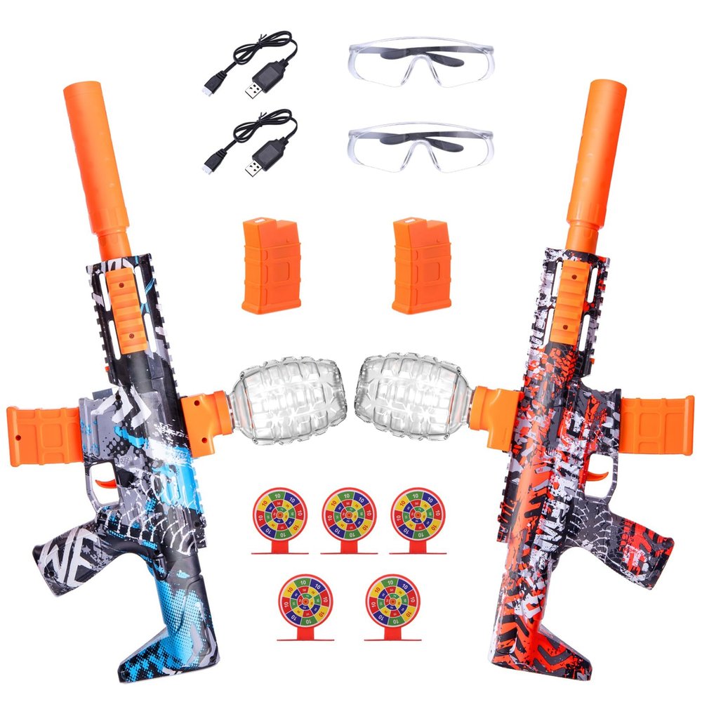2 Pack Electric Splatter Blaster Toy, Splat Auto, Outdoor Play Team Games, 50000+, 600 Hopper, 2 Rechargeable Batteries, Age 12+ Year Up