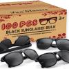 100 Pack Black Sunglasses Bulk, 80s Style Plastic Sun Glasses Toy, Carnival Prizes, Summer Beach/Pool Party Favor for Kids Adult, Birthday Decoration Supplies, Goody Bag Stuffer, Gift Box for Boy Girl view 1