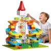 burgkidz Electric Marble Run with Automatic Elevator Lift - STEM Building Toy for Kids Ages 4-8, 102 PCS Construction Set with 10 Marbles & Transparent Track, Compatible with Standard Building Blocks view 1