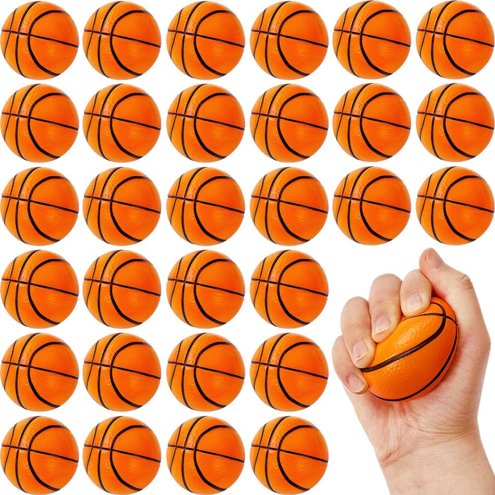 30 Pack 2.5 Inch Basketball Stress Ball,Mini Soft Foam Basketballs,Squeeze Sports Balls for Sport Theme Party Favor Kids Decoration Stress Relief
