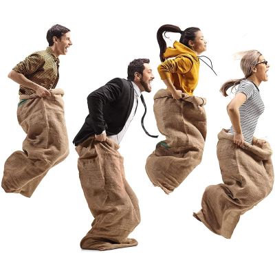Burlap Potato Sack Race Bags - Field Day Family Reunion 4th of July Easter Halloween Game, Outdoor Camping Picnic Birthday Party Outside Yard Lawn Carnival Games