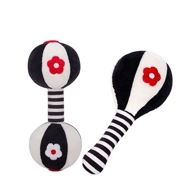 JINBOBUBU Soft Baby Rattles 0-6 Months - 2 Pack Infant Developmental Toys with Black & White Contrast | Sensory Newborn Toys for Girls & Boys | Set (BPA Free)