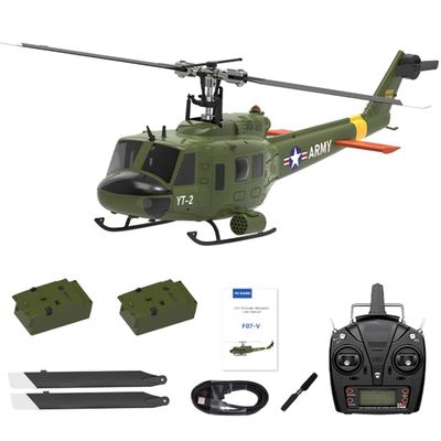 BrickCraftWorks 1/34 Scale F07-V UH-1 Huey 2.4G 6CH Brushless Direct-Drive Flybarless Stunt RC Helicopter Model with Optical Flow Positioning Switchable Mode (RTF Version)