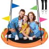 48 inch Tree Swing, Larger Saucer Flying Swing for Whole Family, 900lbs Weight Capacity, with Adjustable Hanging Straps, for Outdoor Playground, Orange view 1