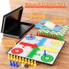 3 in 1 Magnetic Board Games Set for Kids Adults - Classic Travel Game Set with Chinese Checkers, Ludo, Snakes and Ladders, Educational Family Strategy Game with Folding 12.4 Inches Board & Piece view 2