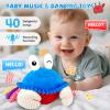 Baby Toys 6-12 Months, Musical Crawling Crab Plush Toy - 40 Songs & Recording Feature, Dancing Walking Moving Bouncing Tummy Time Toy, Sensory Toys for Toddlers 1-3, Birthday Gifts for Infants view 2