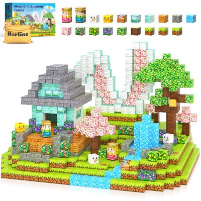 108PCS Magnetic Blocks Kids Magnet Toys, Mine Magnet World Bunny Garden Wonderland Building Crafts, Sensory Learning Toys Game Gifts for Kids Ages 3-5 4-6 5-7 8-12 Year Old Boys Girls