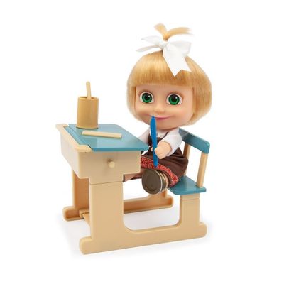 MASHA & THE BEAR - Playset Classroom and Doll Masha High 12 cm, School Class with Magic Board and Accessories, Doll from the Masha and Bear Series, for Children from 3 Years Old