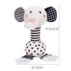 JINBOBUBU Black & White Elephant Baby Toys 0-12 Months - Plush Sensory Rattle with Teether, Wind Chime, BB Squeaker & Embroidery for Visual, Hearing & Cognitive Development view 2