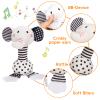 JINBOBUBU Black & White Elephant Baby Toys 0-12 Months - Plush Sensory Rattle with Teether, Wind Chime, BB Squeaker & Embroidery for Visual, Hearing & Cognitive Development view 3
