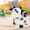 Easfan Walking Black Cow Interactive Electronic Pet Plush Toy with Sounds and Movements Moving Educational Plush Toy Easter Birthday Gifts for Kids Girls, 7'',Black view 2