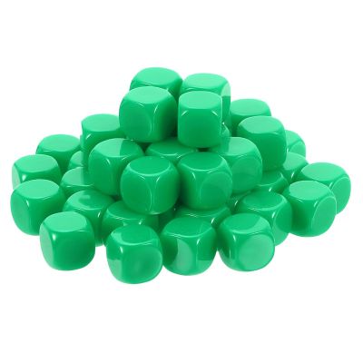 uxcell 50Pcs Rounded Blank Six Sided Dice 16mm/0.6inch Acrylic Dice Cube with Smoothed Surface for Party Board Game DIY Craft Counting Teaching, Green