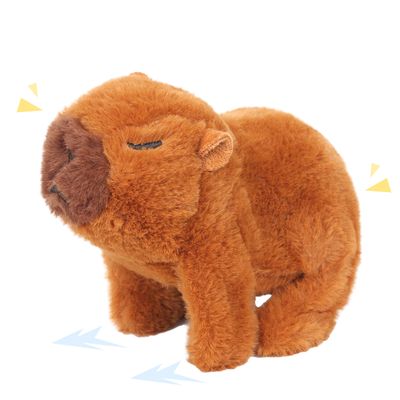 Easfan Walking Capybara Interactive Electronic Pet Plush Toy with Sounds and Movements Hopping Moving Educational Plush Toy Birthday Gifts for Kids Girls, 7'',Brown