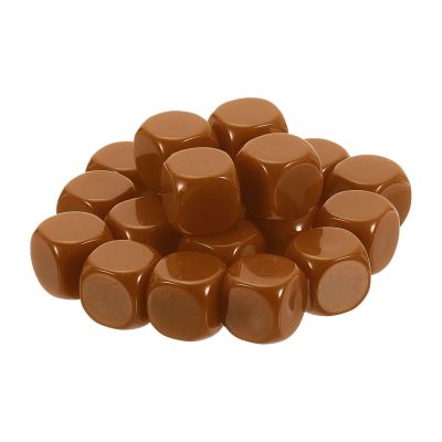 uxcell 20Pcs Rounded Blank Six Sided Dice 16mm/0.6inch Acrylic Dice Cube with Smoothed Surface for Party Board Game DIY Craft Counting Teaching, Deep Brown