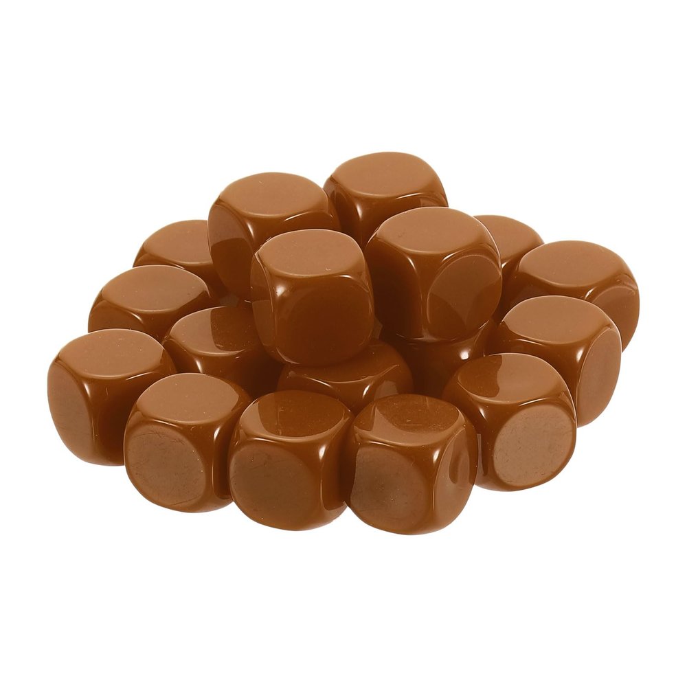 uxcell 20Pcs Rounded Blank Six Sided Dice 16mm/0.6inch Acrylic Dice Cube with Smoothed Surface for Party Board Game DIY Craft Counting Teaching, Deep Brown